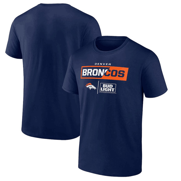 Men's Denver Broncos Navy x Bud Light T-Shirt - Click Image to Close